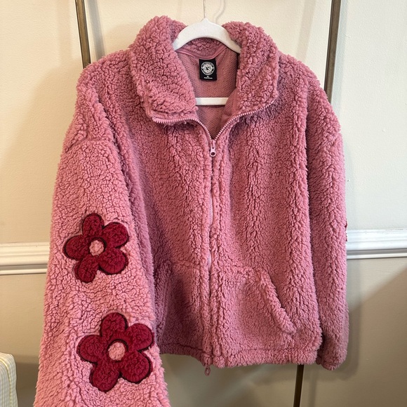 PacSun Jackets & Blazers - PacSun Pink Fleece Jacket with Flowers